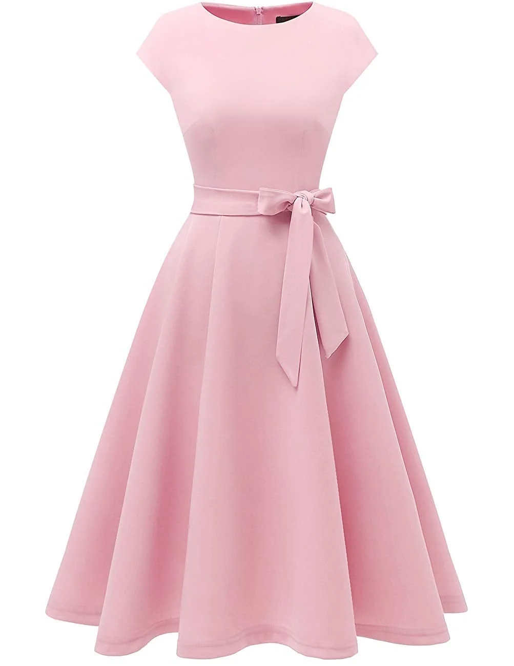 Women's Prom Tea Dress Vintage Swing Cocktail Party Dress with Cap-Sleeves