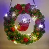 DIY Diamond Painting Hanging Christmas Flower Wreath With Lamp String Kit Home Door Decor