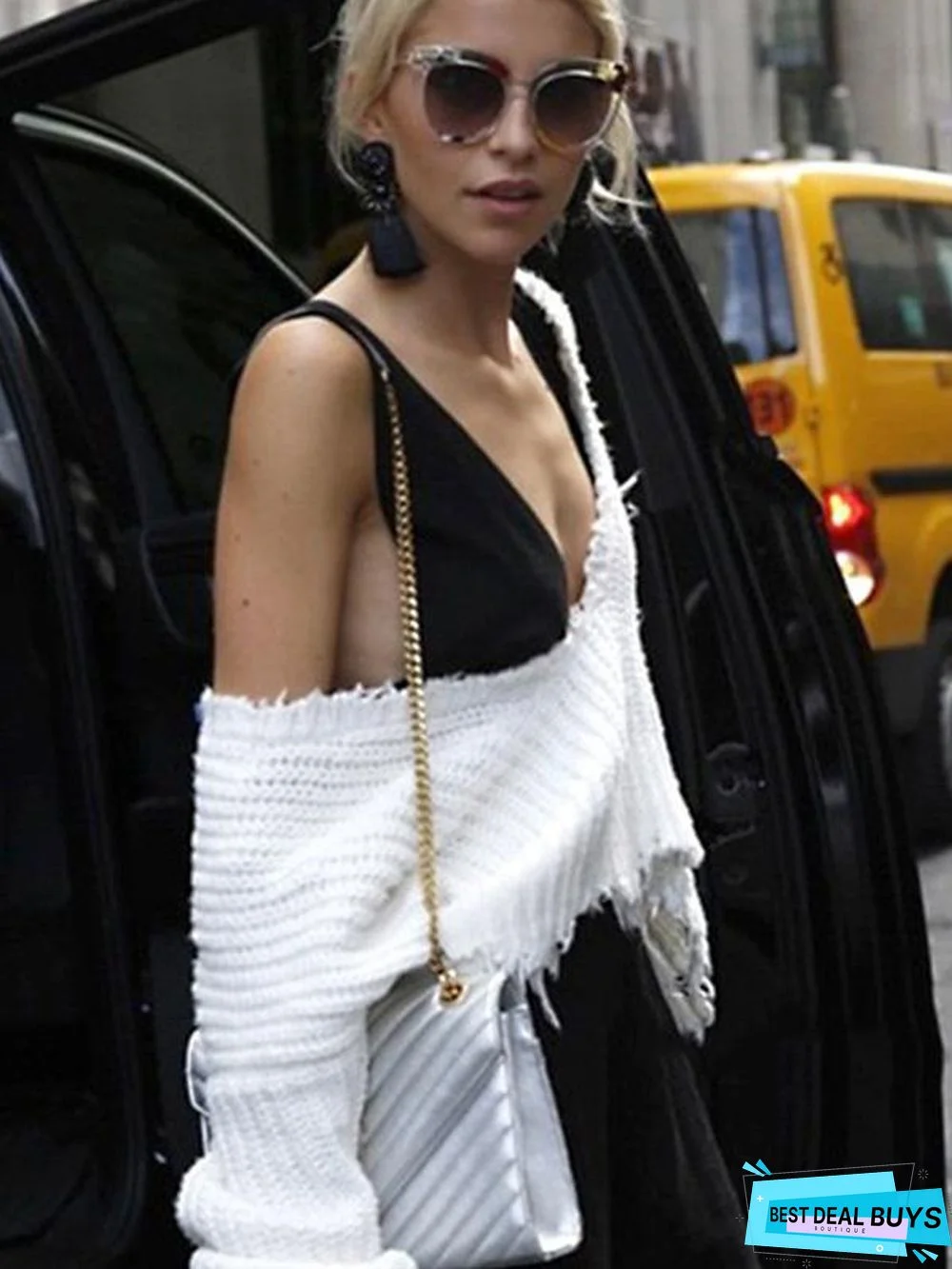 Fashion V-Neck Backless Knitting Sweater Tops