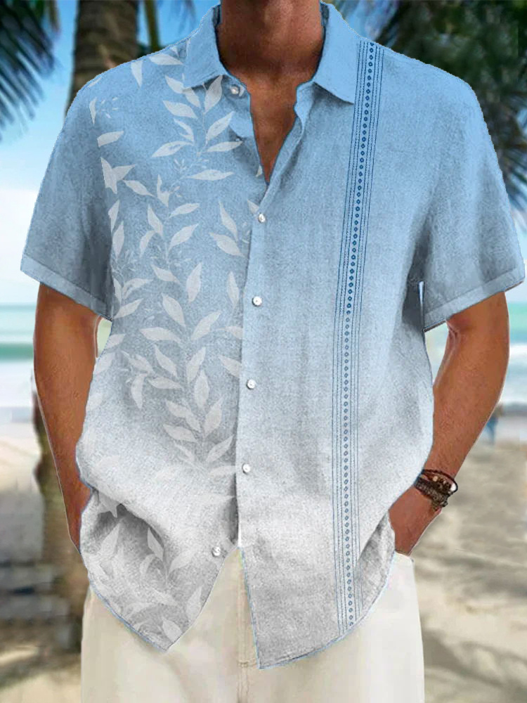 Comstylish Gradient Print Casual Cotton Linen Cozy Shirt