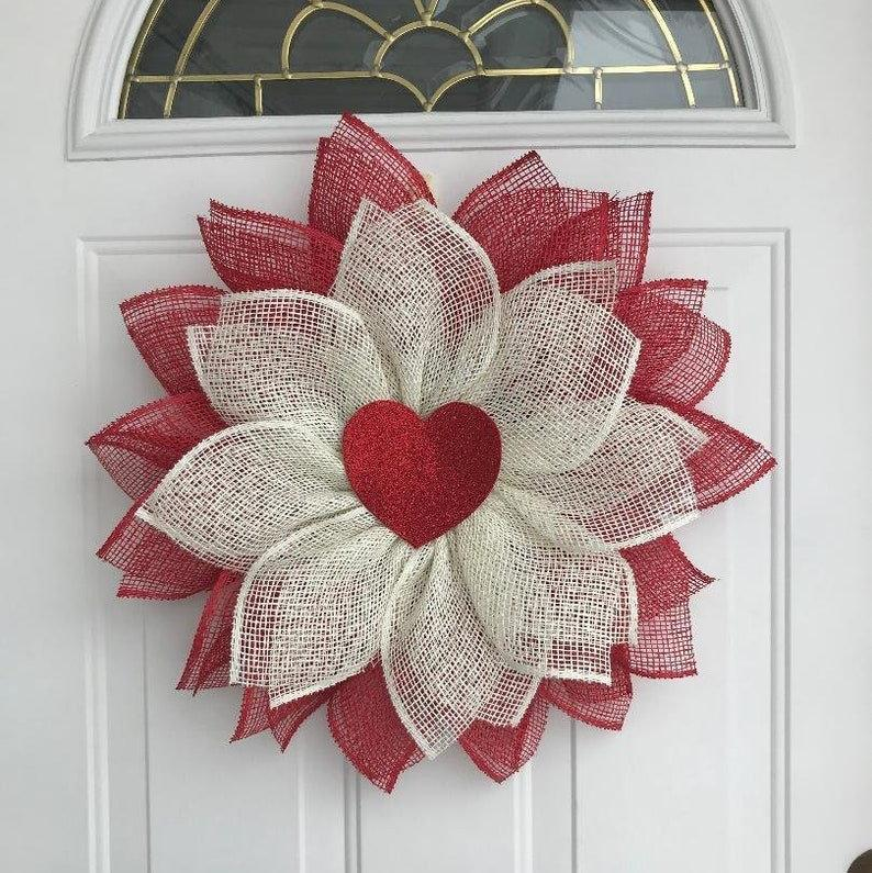 💏Red heart wreath-Happy Valentine wreath💝