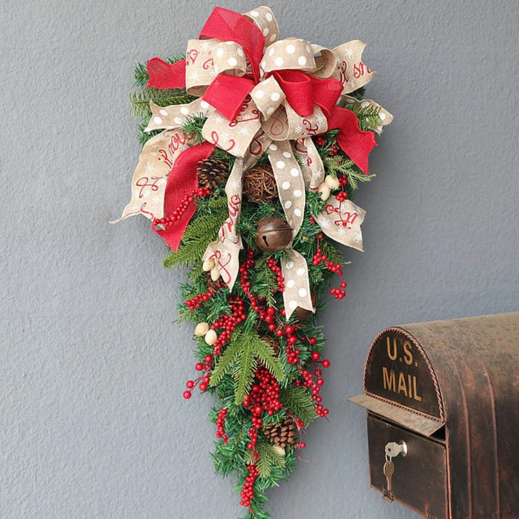 Christmas Artificial Vine Garland 60cm Pine Cone Rattan Upside Down Xmas Tree Door Swag Wreath