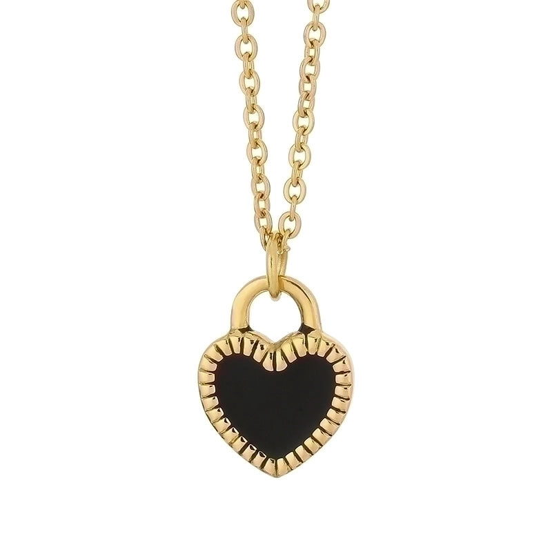 Basic Heart Shape Stainless Steel 18K Gold Plated Enamel Charms