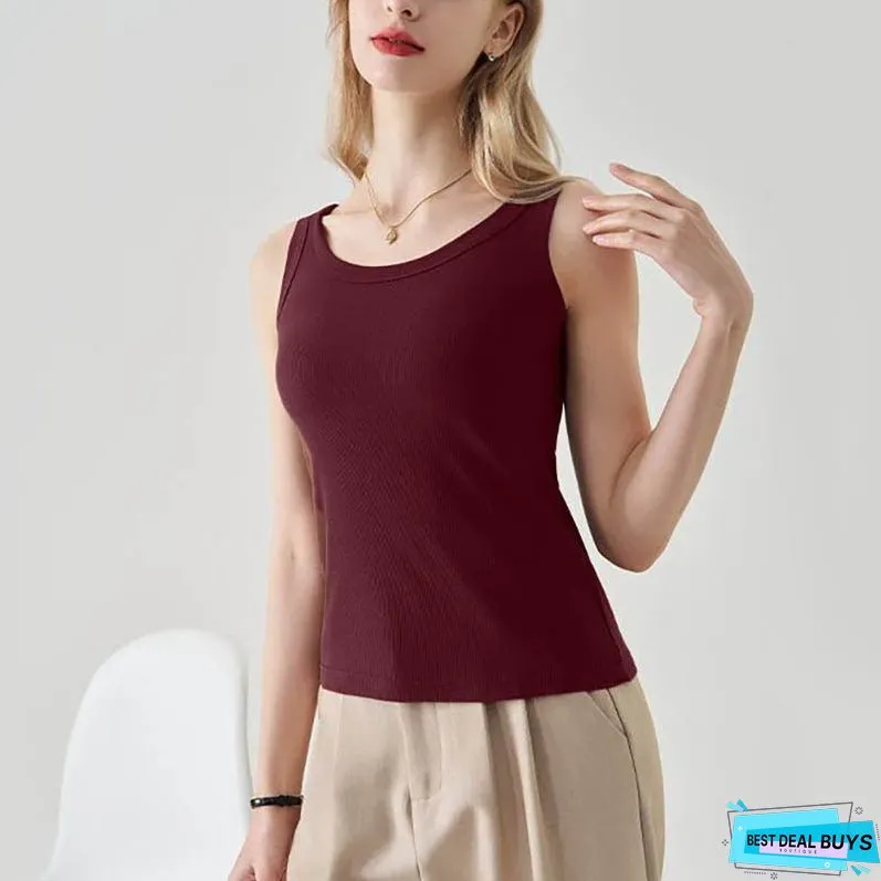 Women's Sportswear Polyester Commute Style Sleeveless Slim Tops