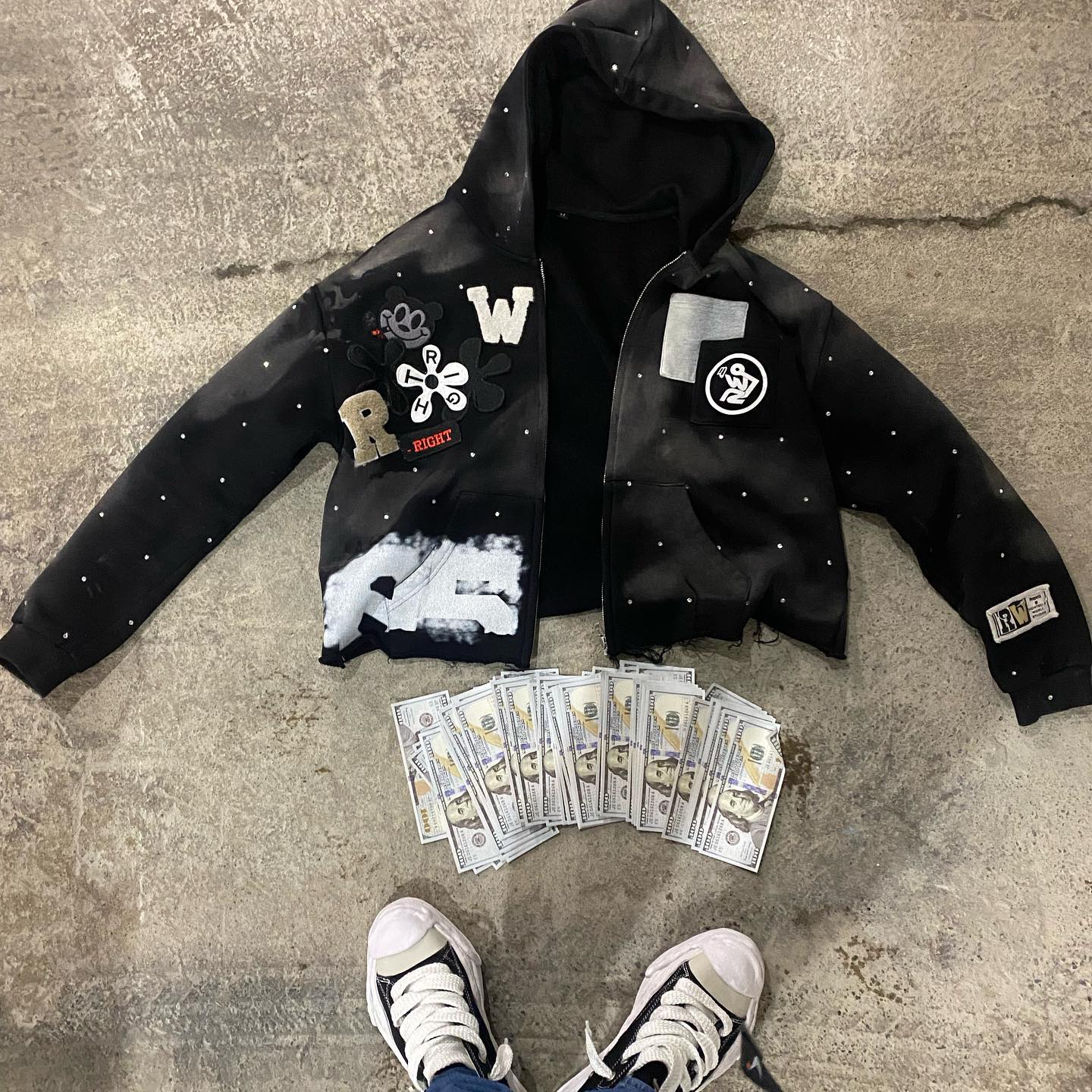 Casual street retro ashwork hoodie