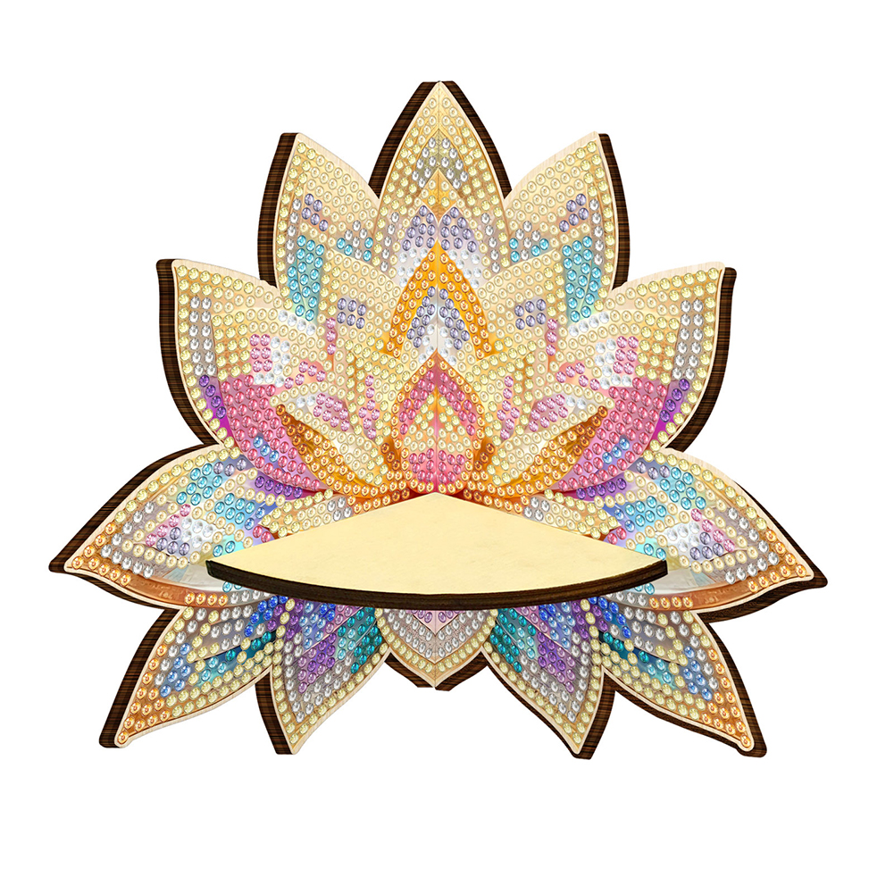 Lotus 5D DIY Diamond Painting Art Corner Shelf for Kitchen Bedroom Home Decor