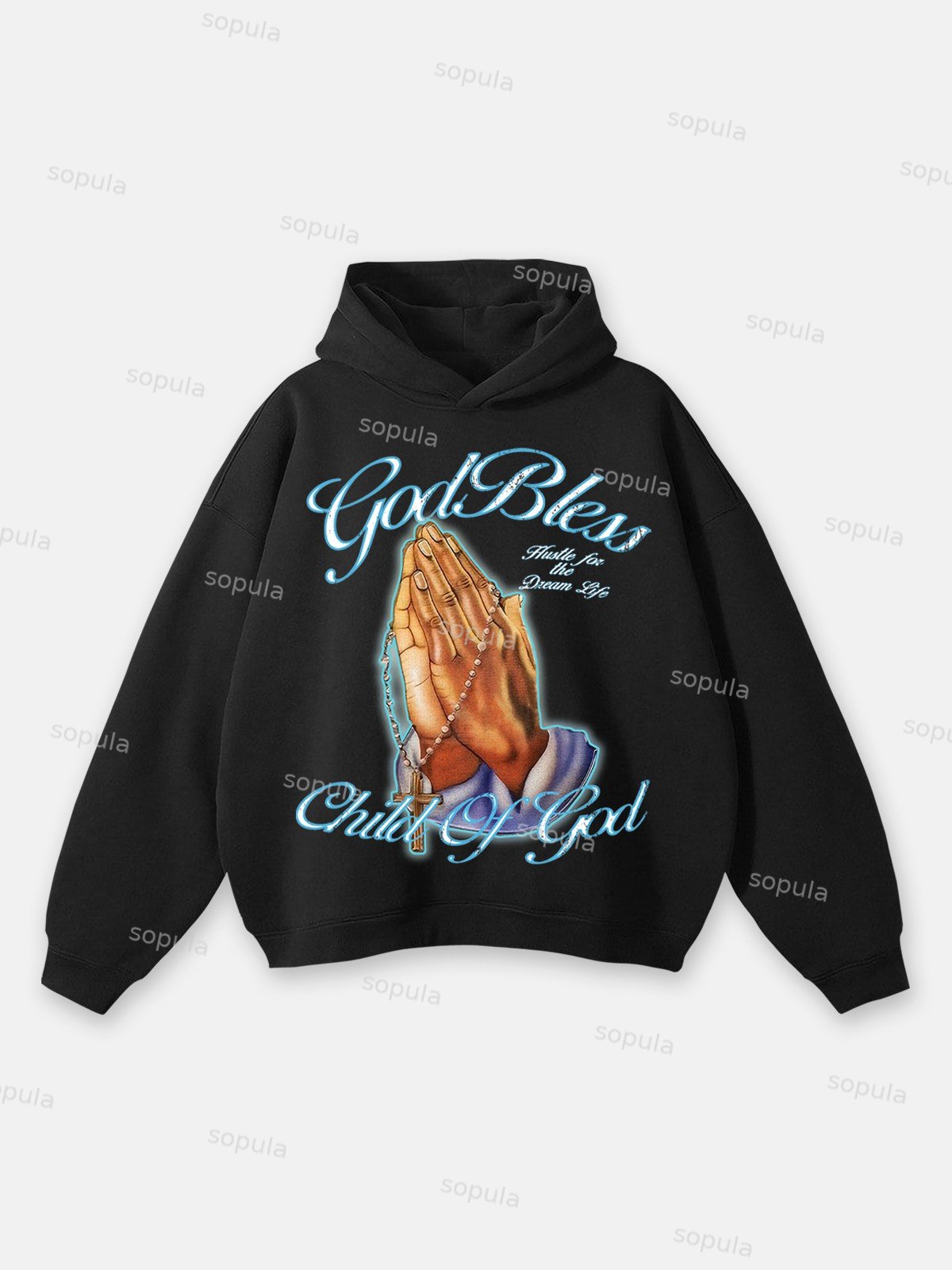 Sopula God Bless Retro Graphic Hoodie - SOPULA