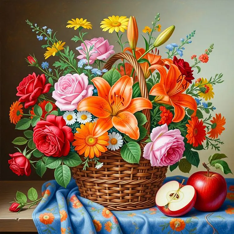 Lily Basket 40*40cm(picture) Full Square Drill Diamond Painting(With Gift Box) gbfke