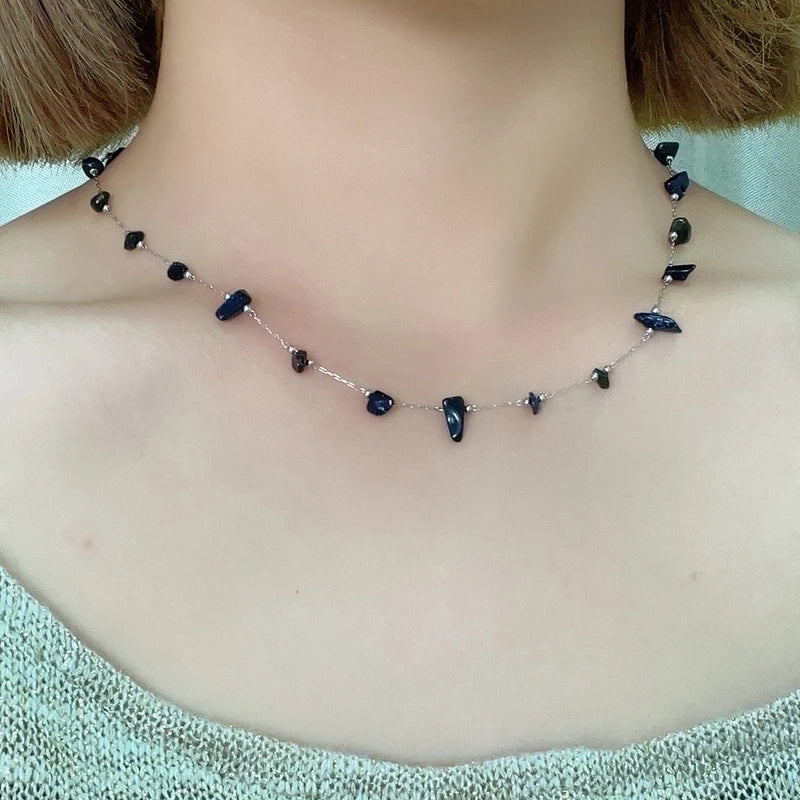 Ig Style Elegant Minimalist Irregular Geometric Stainless Steel Natural Stone Plating White Gold Plated Necklace