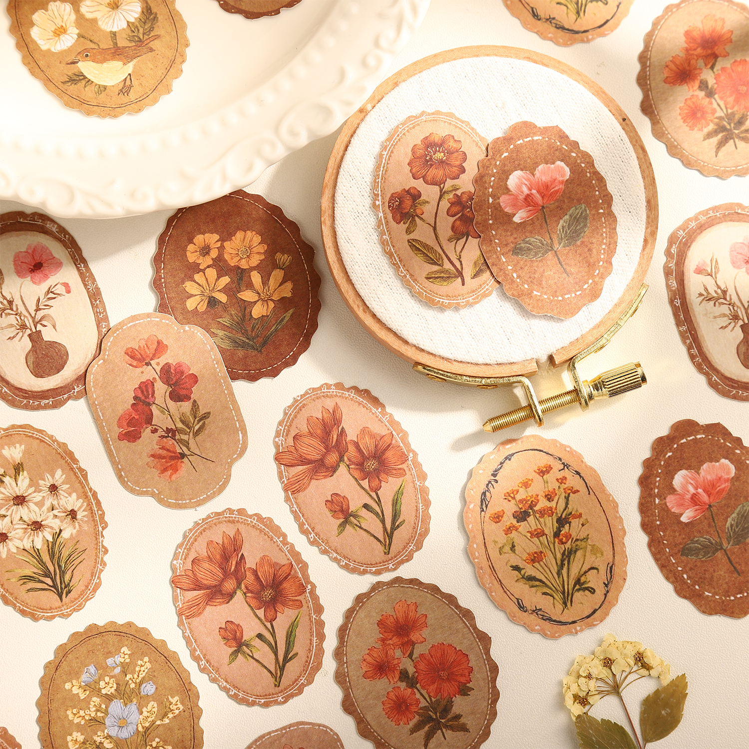 박스형 스티커 - 미징 플라워 컬렉션 시리즈 빈티지 플로럴