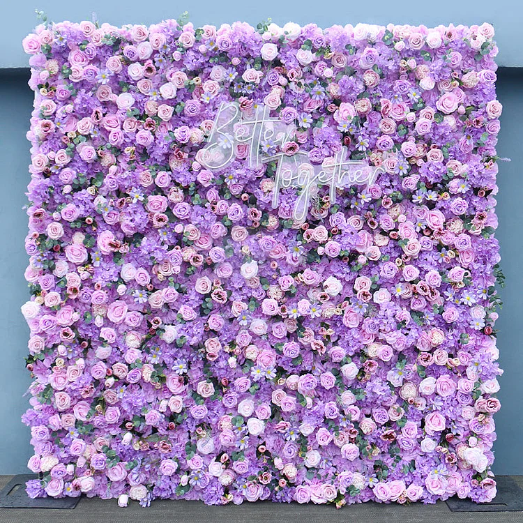 5D Purple Flower Wall Arrangement Wedding Backdrop Decor Plant Wall A124 A7544