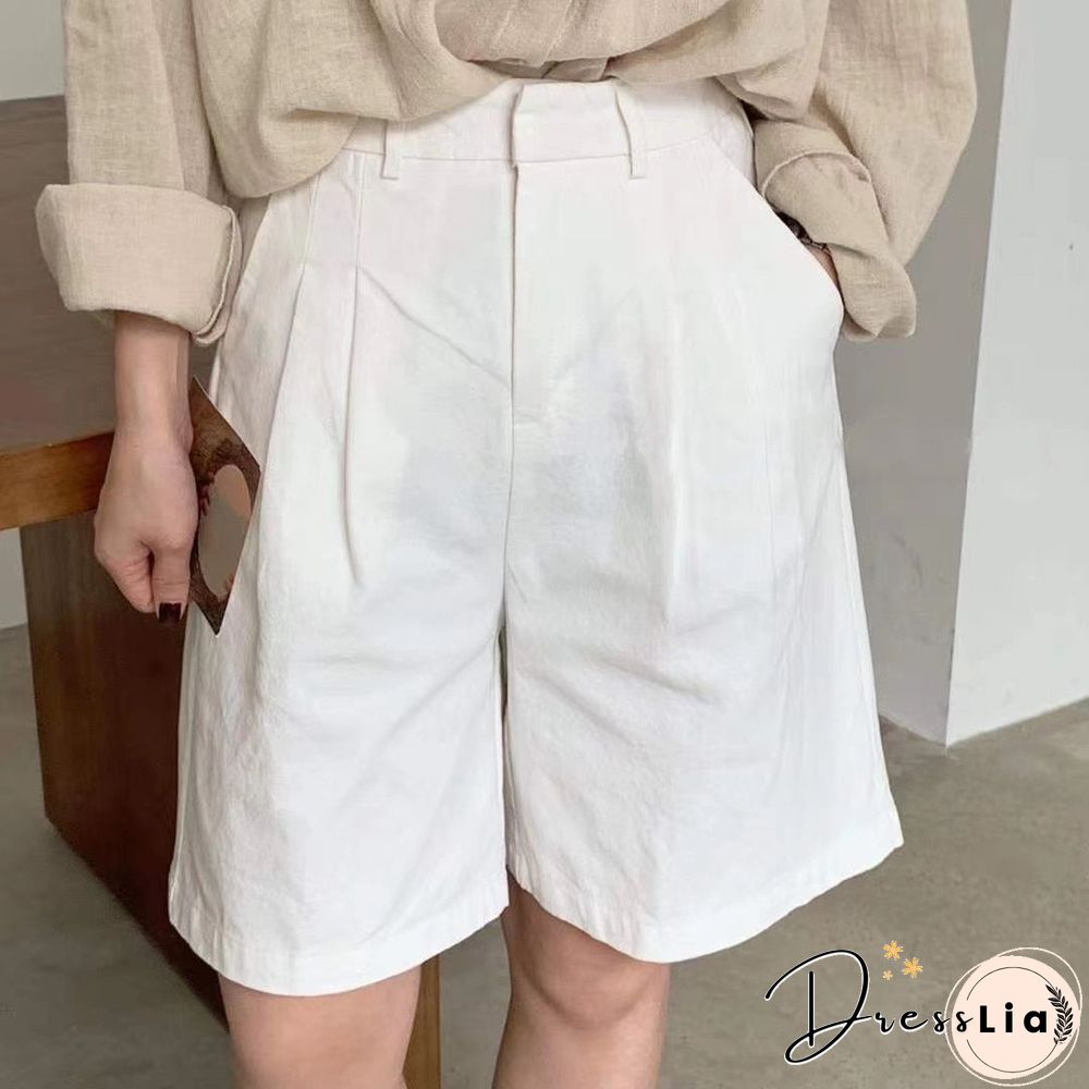 Toppies White Linen Shorts Wide Leg Summer Shorts Woman High Waist Shorts Streetwear