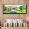 Mountain Flowing Water-11CT Stamped Cross Stitch Silk Thread 150*65cm/59.06*25.59in(Big Size)