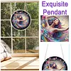 (18.5cm)DIY Acrylic Jigsaw Puzzle Window Hanging with Hanging Chain DIY Stained Glass Decoration Round Window Puzzle Decor for DIY Craft Project (Beauty)