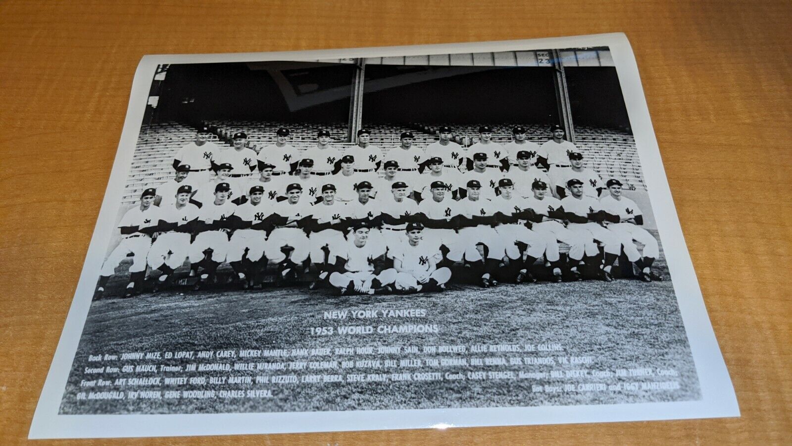 1953 World Champions New York Yankees Team Photo Poster painting Mickey Mantle