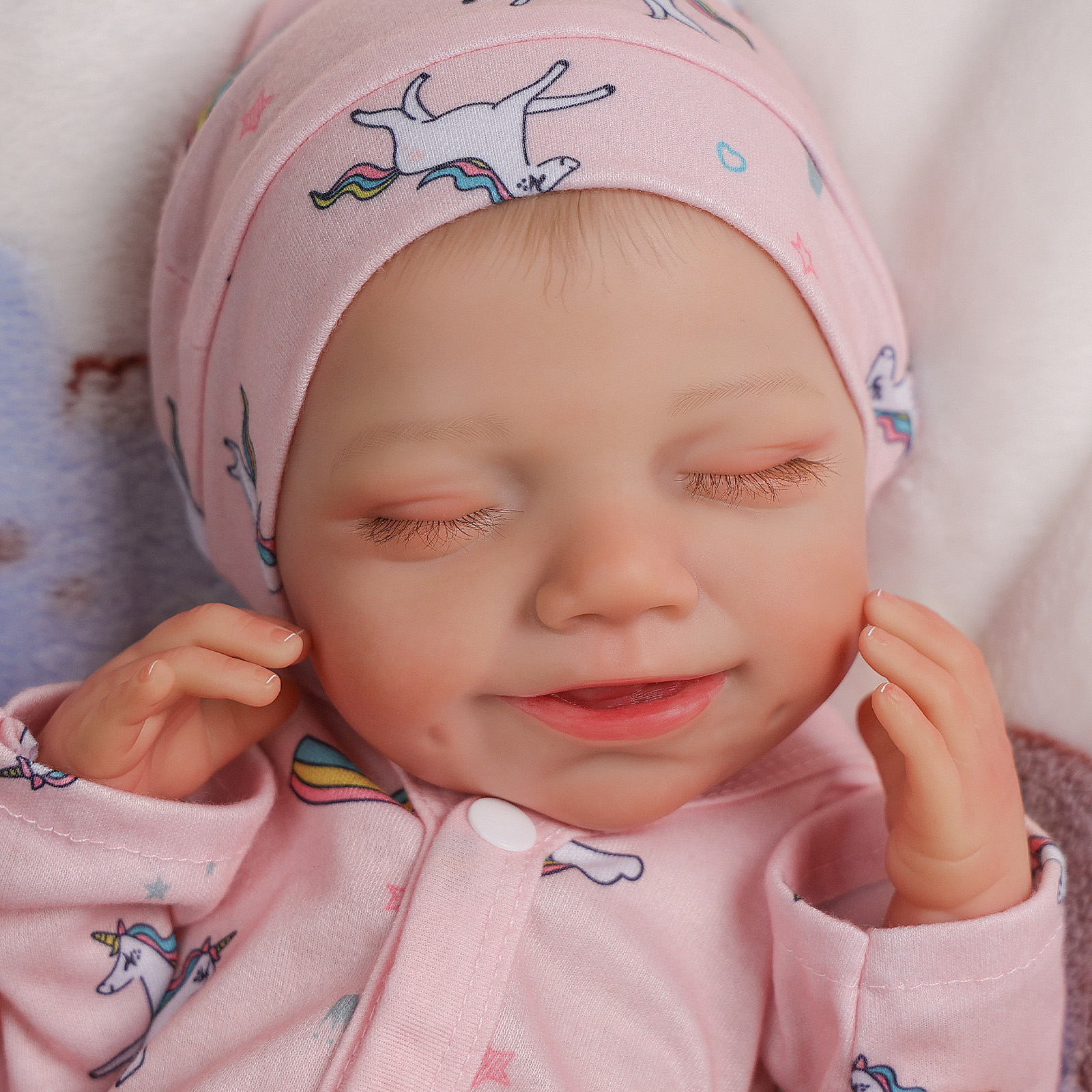 Babeside Sleeping Reborn Baby Olivia 20'' Little Infant Girl Best Gift for Kids Sleeping Smile Baby-Heartbeat and Coos