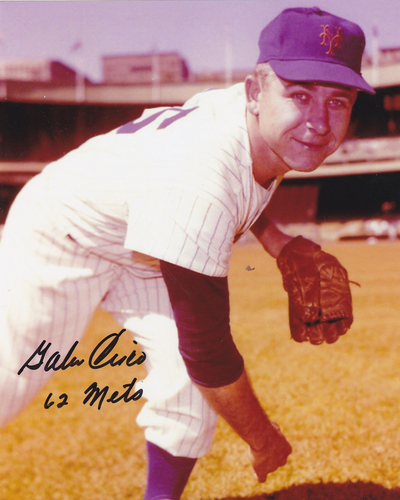 GALEN CISCO NEW YORK METS 1962 ACTION SIGNED 8x10