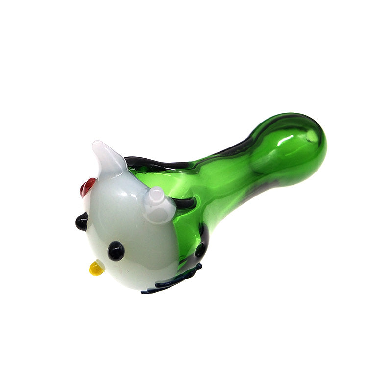 Clear Green Spoon Hand Pipe Kitty Cat  Pipe