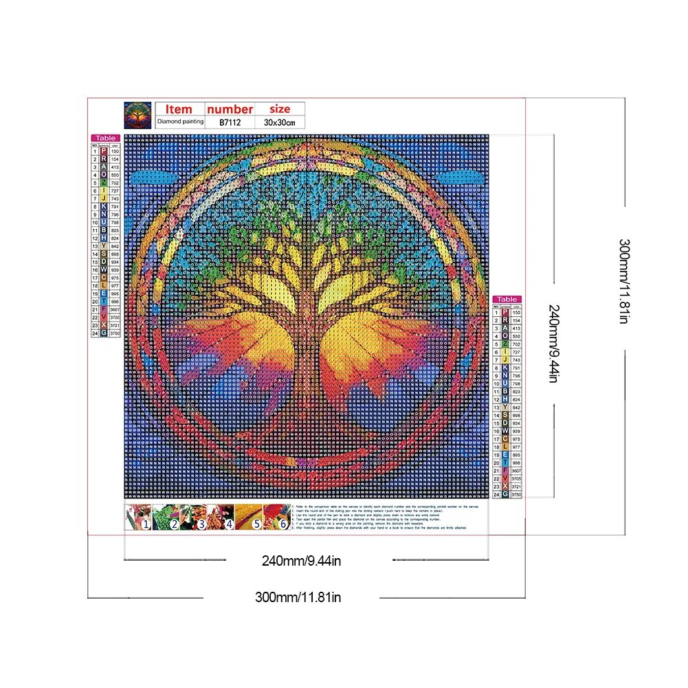 Diamond Painting - Full Round Drill - Stained Glass Tree(Canvas|30*30cm)