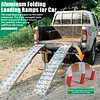 [US Local Warehouse] 2PCS 7.3ft Aluminum Motorcycle Ramp for Pickup Trucks ATVs Lawn Mowers Folding Dirt Bike Loading Ramp with Load Straps Truck Ramps