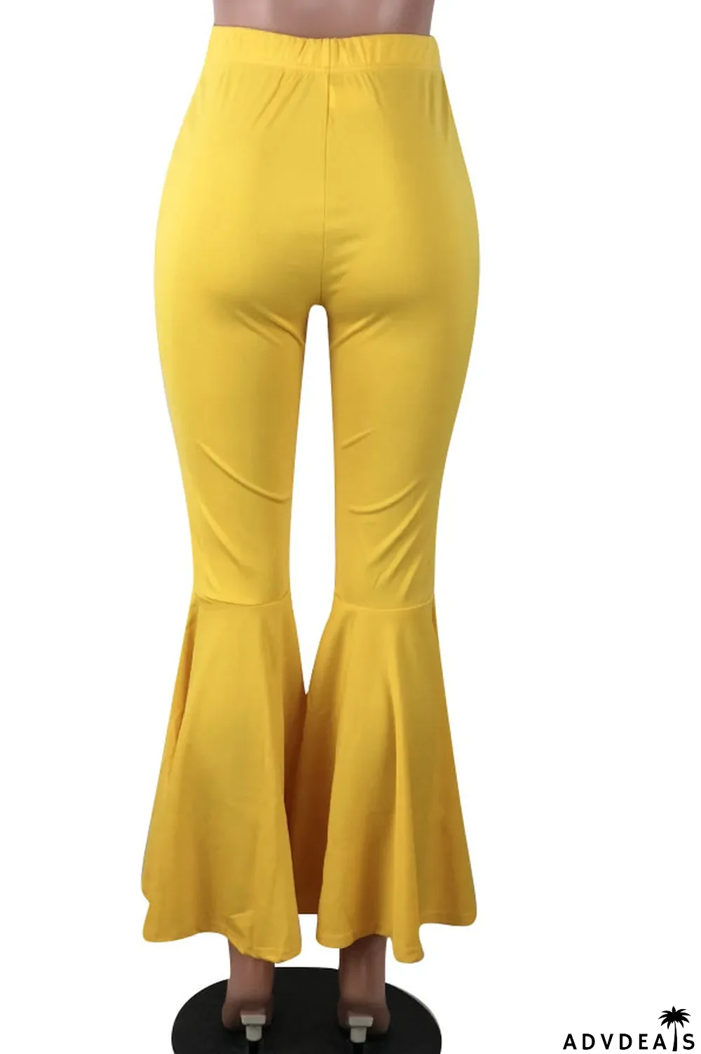 Orange venetian Elastic Fly Mid Solid Boot Cut Pants Bottoms