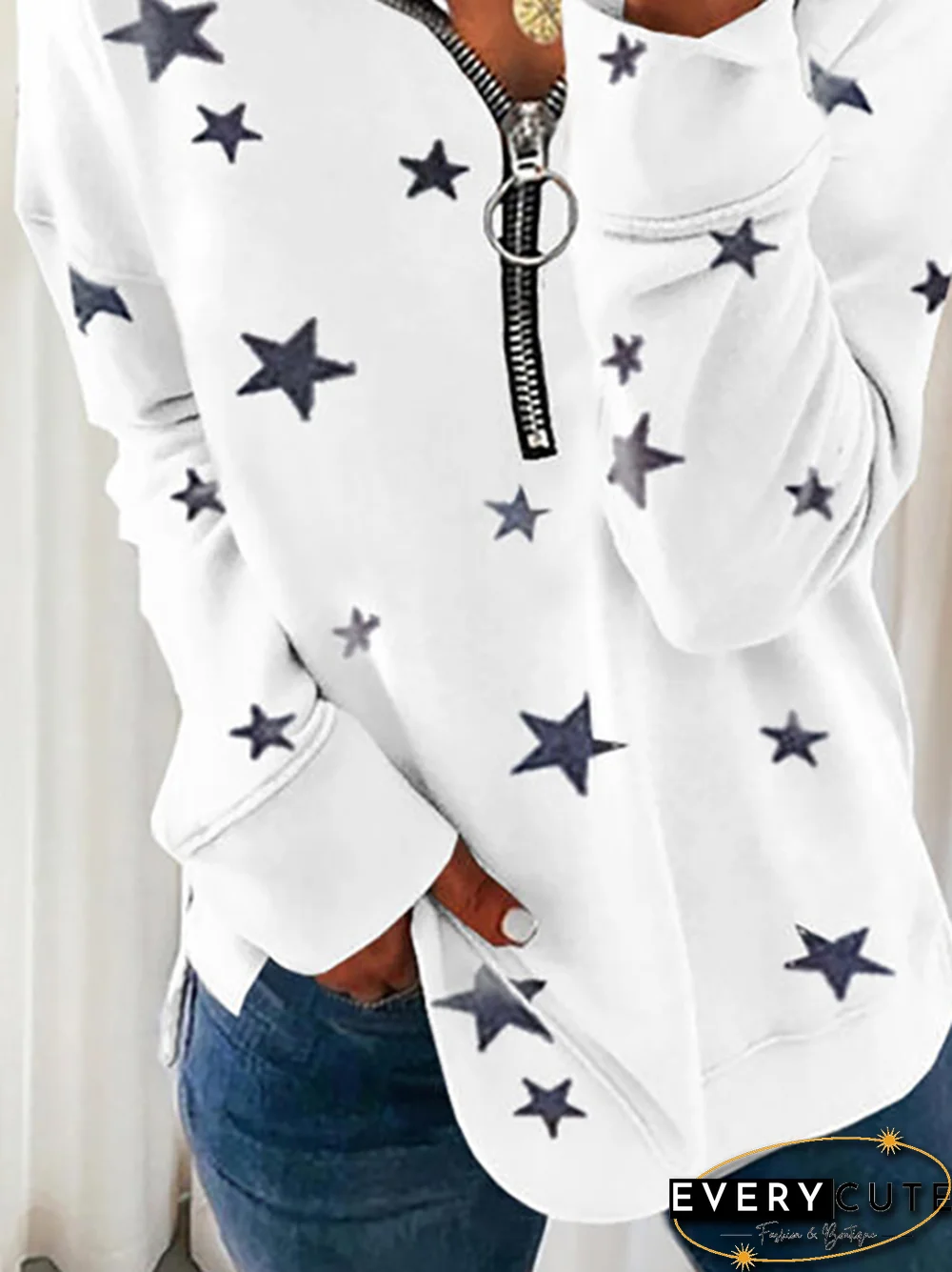 Printed Zipper Casual Sweatshirts