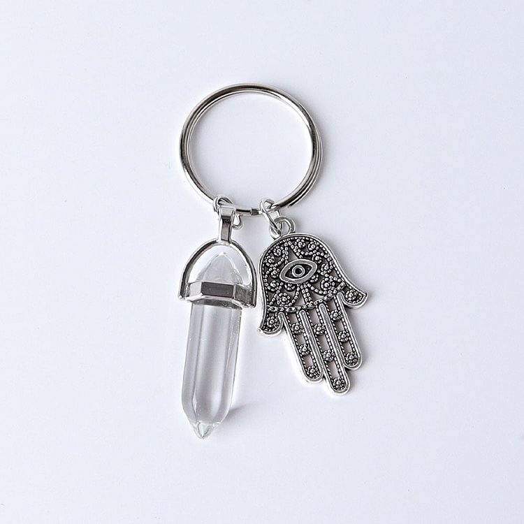 2.5“ Double Terminated Point with Devil's Eye Hand Key Chain for DIY Crystal wholesale suppliers