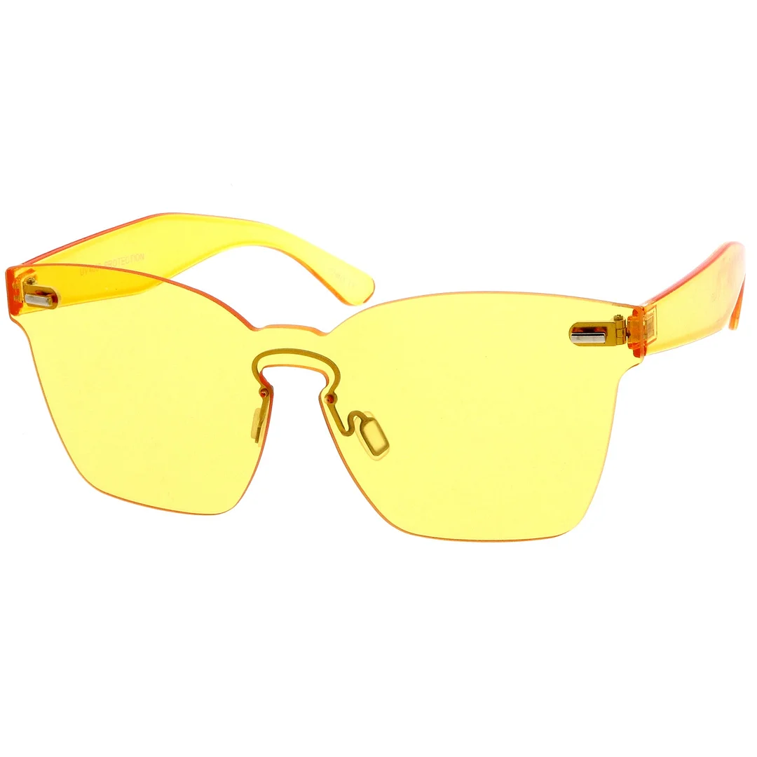 Oversize Rimless Keyhole Nose Bridge Mono Lens Horn Rimmed glasses 63mm