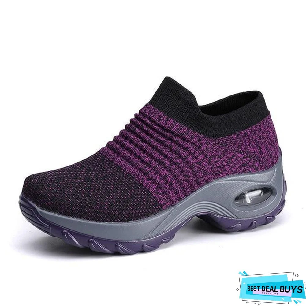 Women Breathable Mesh Slip-On Air Cushion Casual Sneaker Shoes