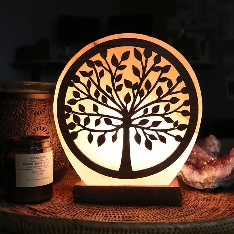 Circle Tree Of Life  Himalayan Pink Salt Lamp