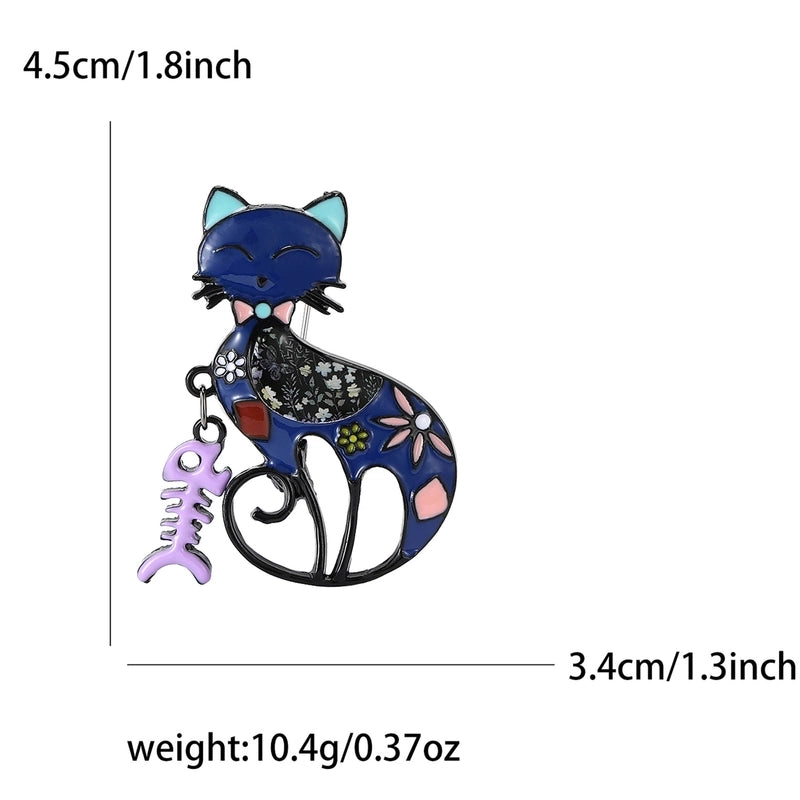 Cute Pin Cat Fish Bone Alloy Enamel Unisex Brooches