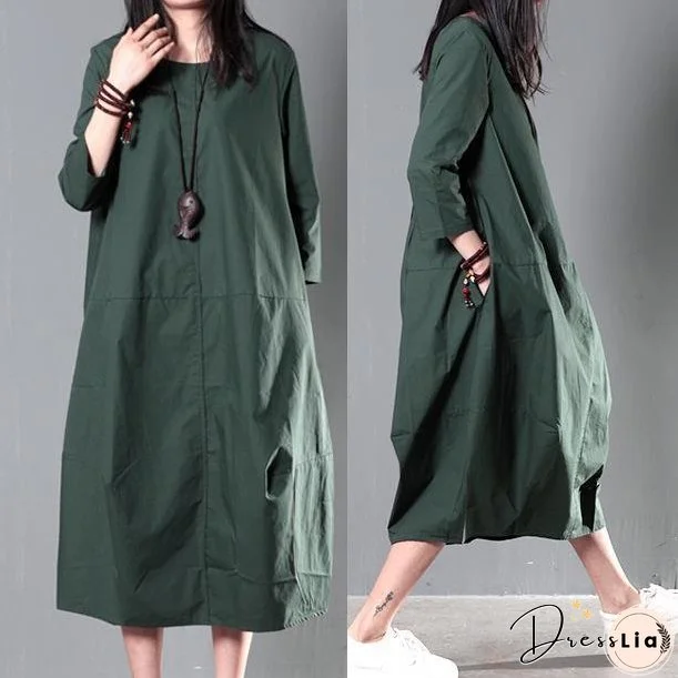 Green plus size cotton sundress summer maxi dresses causal traveling dresses