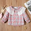 Baby Girl Long-sleeve Cotton Sweet Plaid Shirt Smock