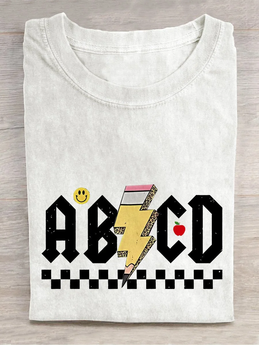 Eagerlys Retro ABCD Teacher Casual Print T-shirt Eagerlys
