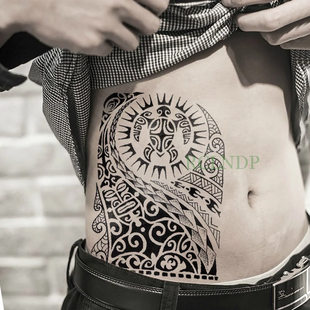 Waterproof Temporary Tattoo Sticker Tribal Totem Fake Tatto Flash Tatoo on Body Back Leg Arm belly large size for Women Men girl