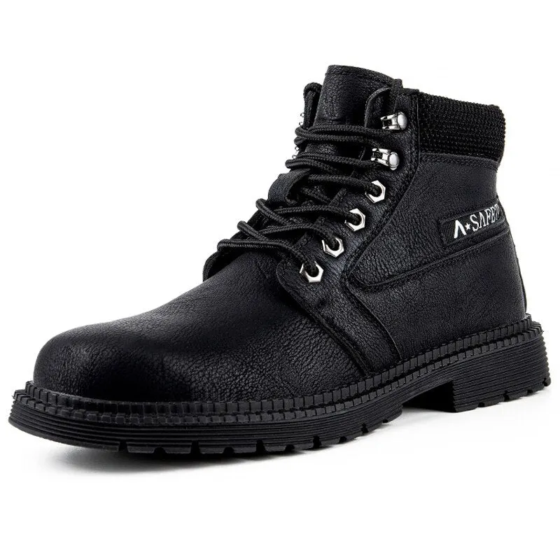 Leather Work & Safety Boots Men Chelsea Boots Indestructible Male Work Shoes Men Winter Boots Safety Shoes Men Steel Toe Shoes