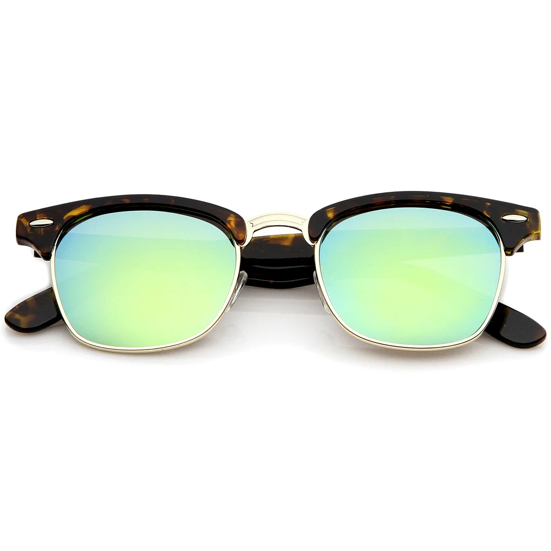 Premium Half Frame Colored Mirror Lens Horn Rimmed glasses 50mm