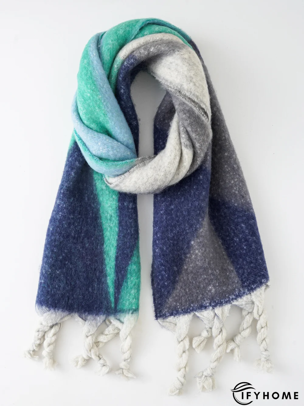 Casual Contrasting Color Abstract Geometric Pattern Wool Scarf Sweater Coat Coat Daily Commuting Accessories | IFYHOME