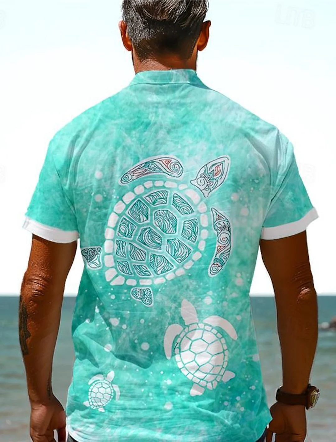 Sea Turtle Marine Life Men's Resort Hawaiian 3D Printed Shirt
