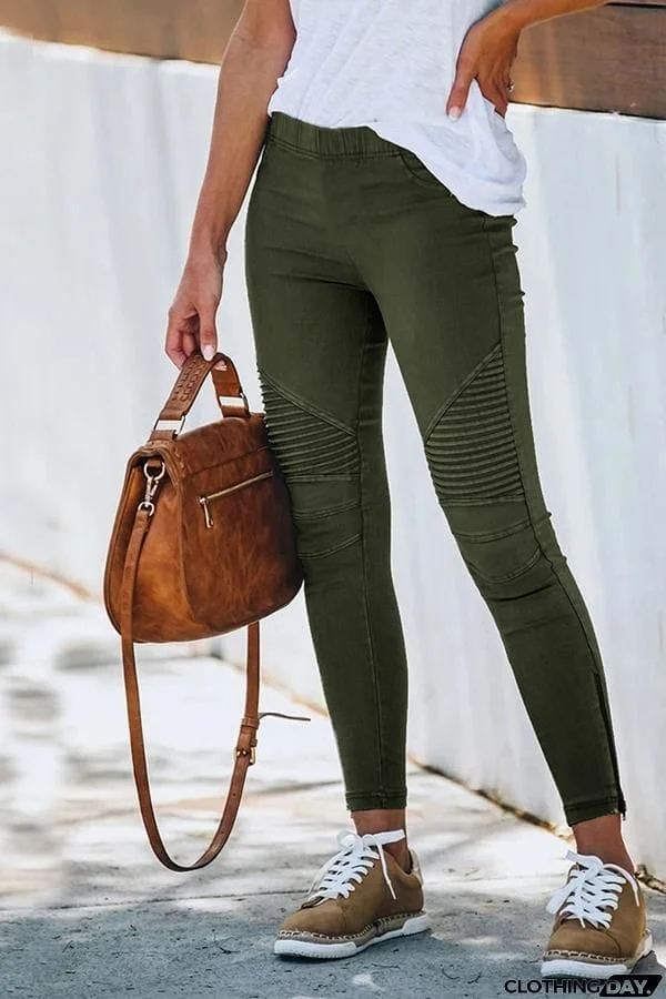 Casual Solid Color Skinny Fit Pants