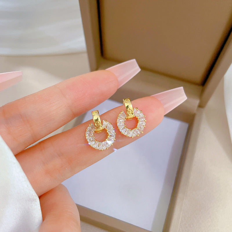 Korean Cosmos Geometric Titanium Steel Electroplating Earrings