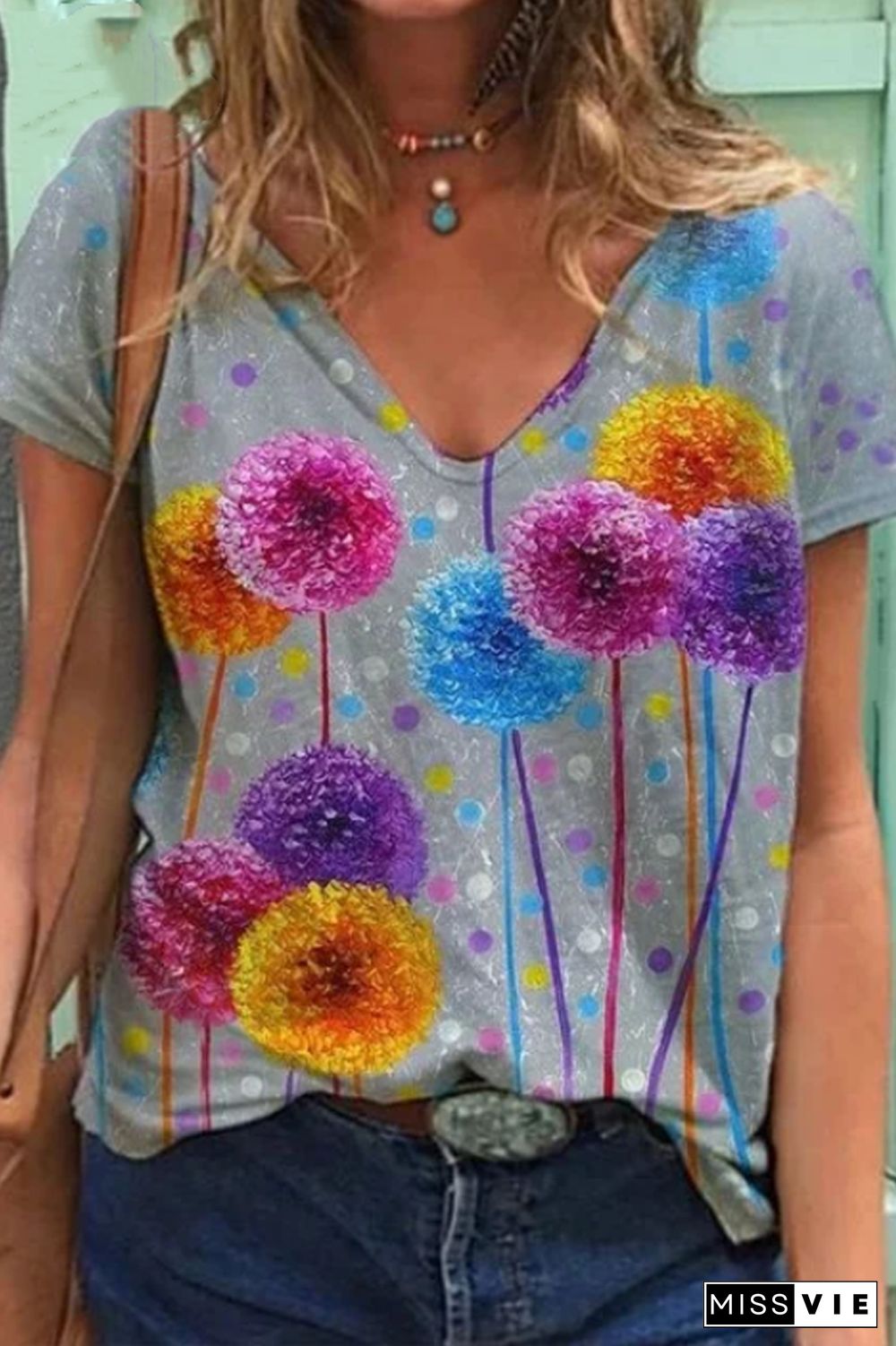 Dandelion Short Sleeve V-Neck T-Shirt