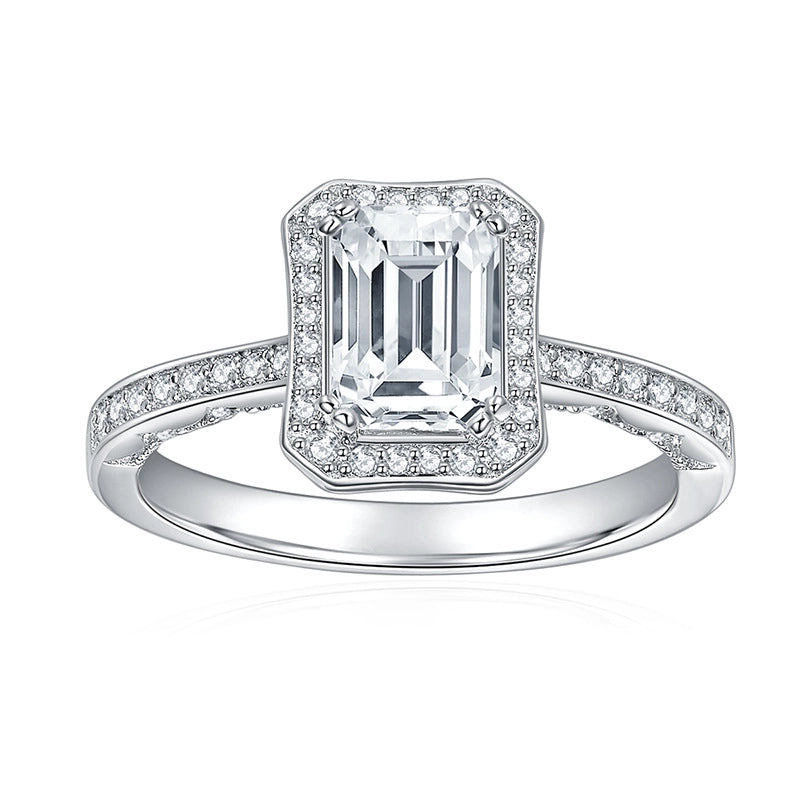 925 Sterling Silver Moissanite Geometric Rings