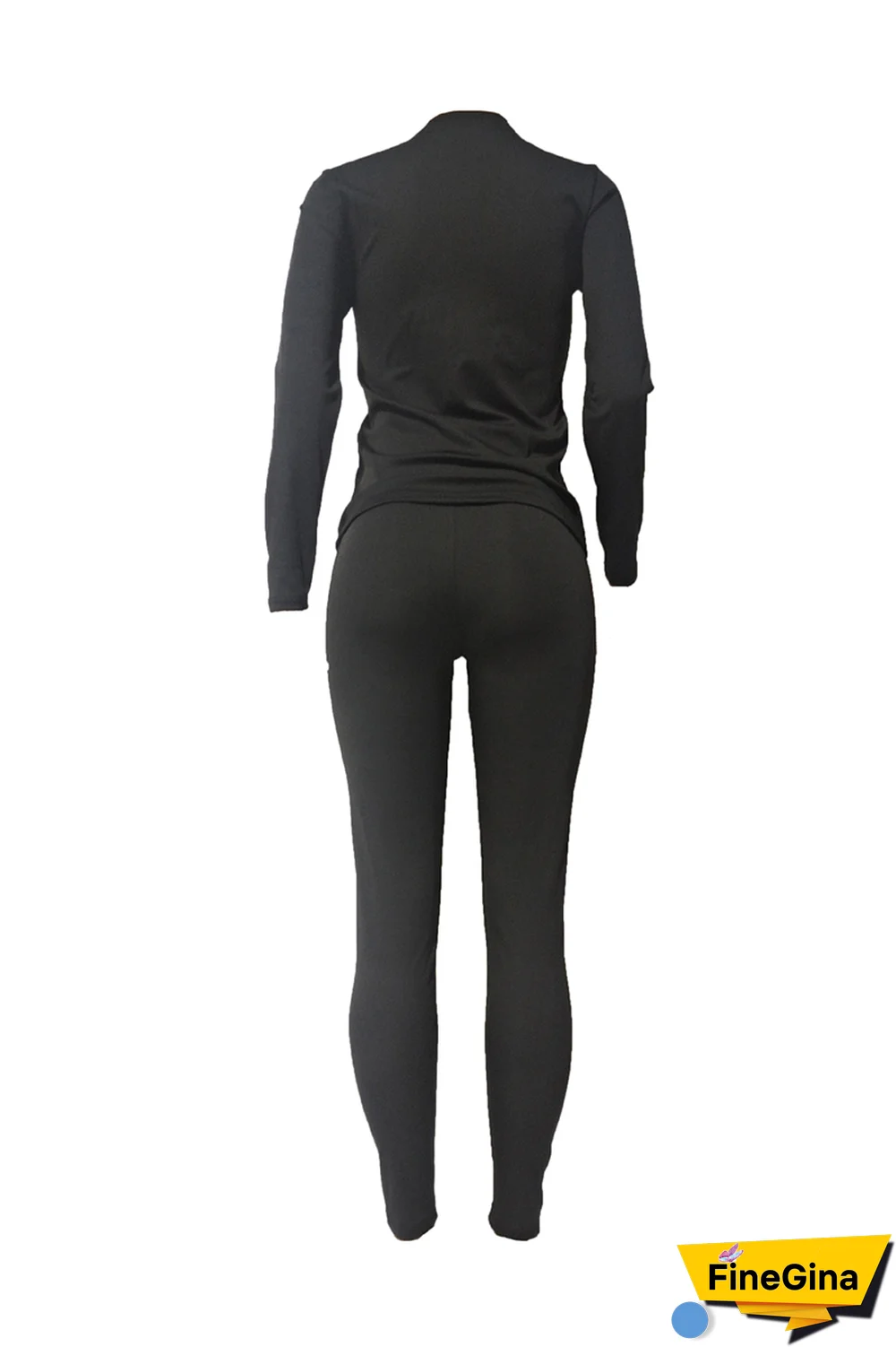 Burgundy Casual Print Patchwork O Neck Long Sleeve Two Pieces