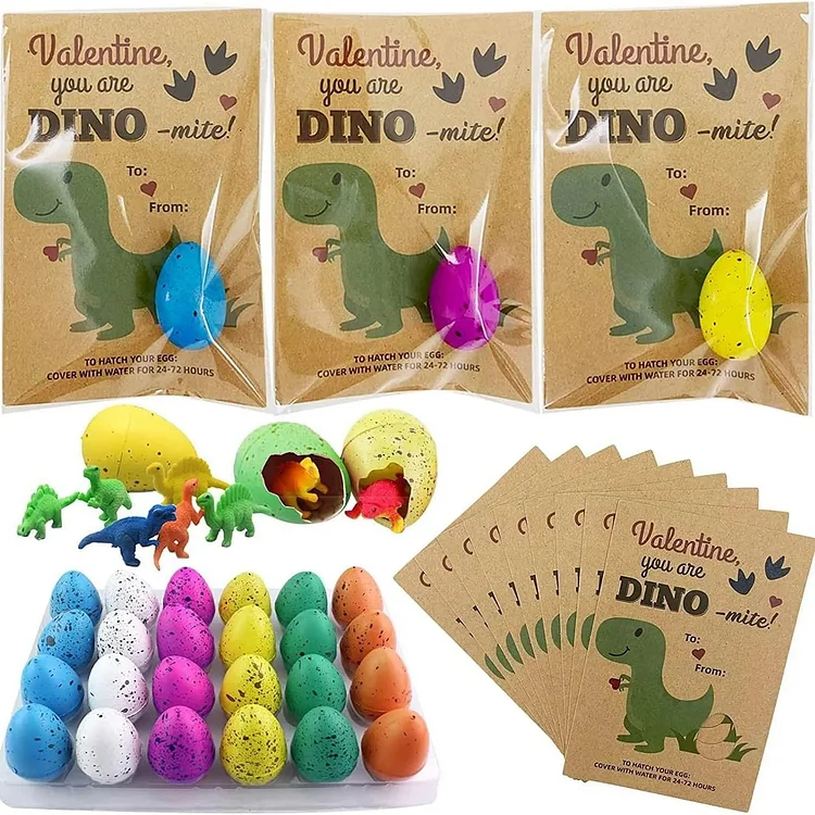 24Pcs Dinosaur Egg Hatching Card-Funny Dino Valentine Exchange Cards for kids - tree - Codlins