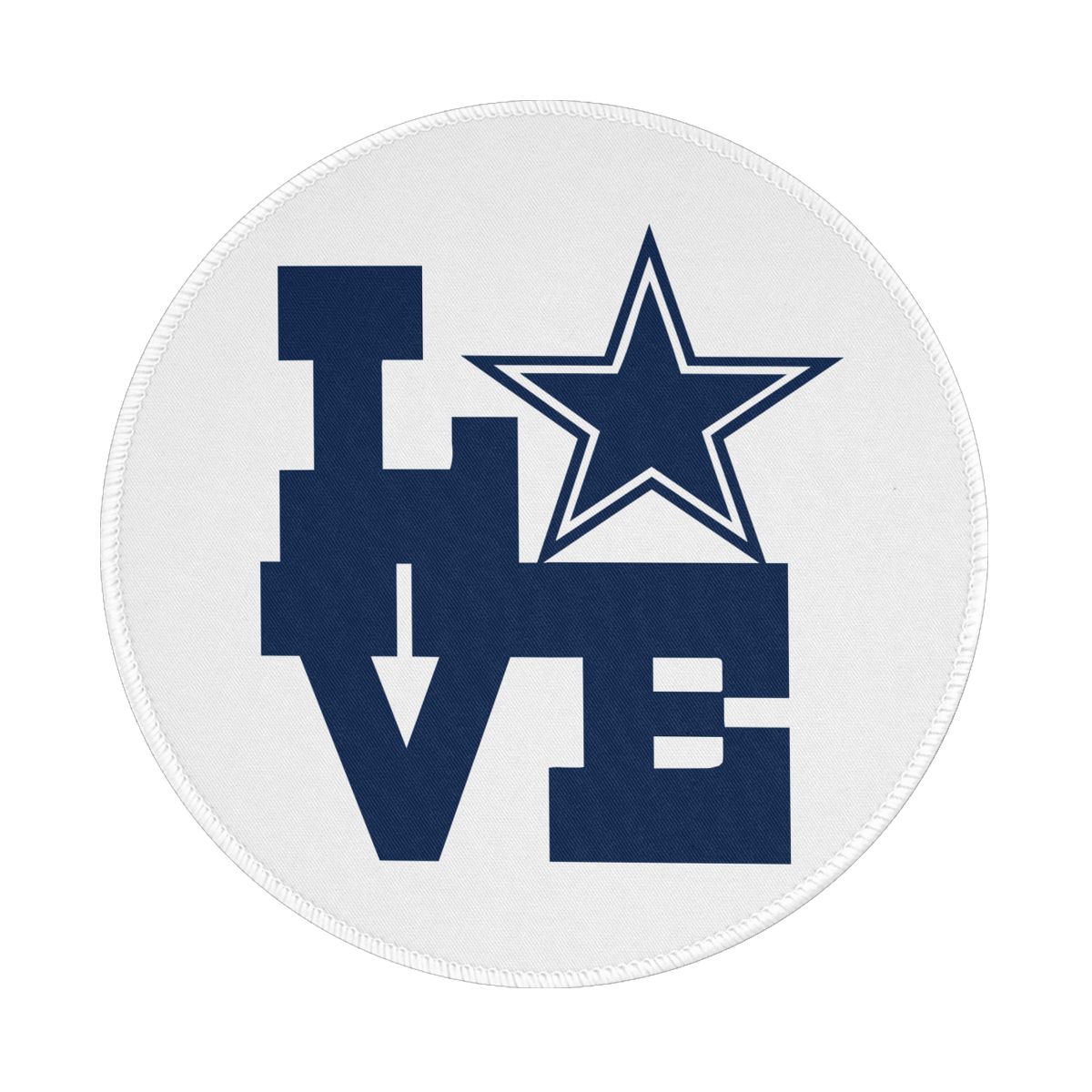 Dallas Cowboys Love Waterproof Round Mouse Pad for Wireless Mouse