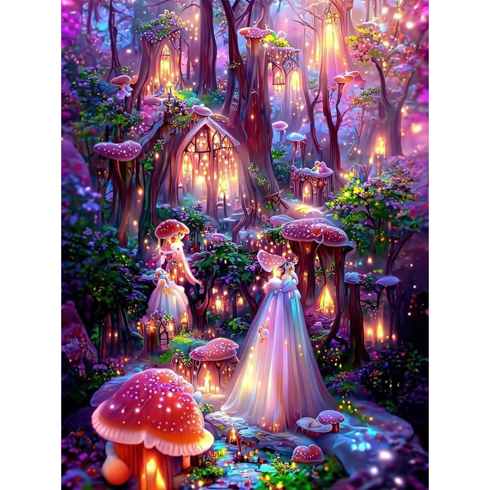 Colorful Mushroom (canvas) full round or square drill diamond painting