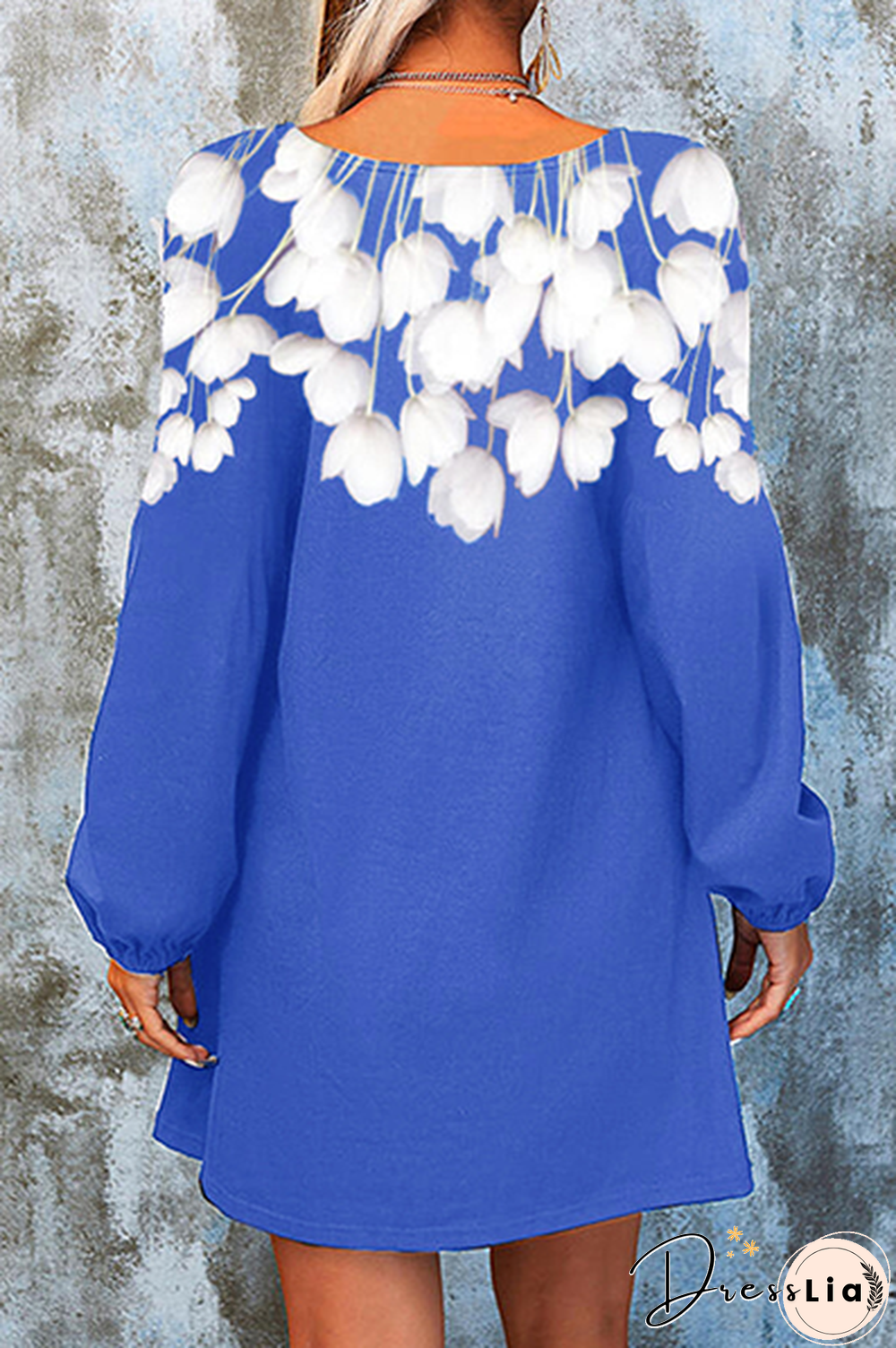 Casual Floral Split Joint  Contrast V Neck A Line Dresses