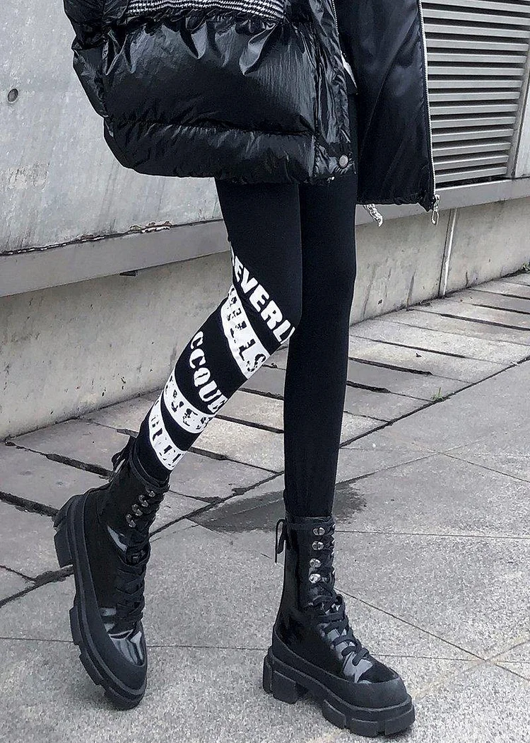 Black leggings female winter large size high waist  nine points feet pants women