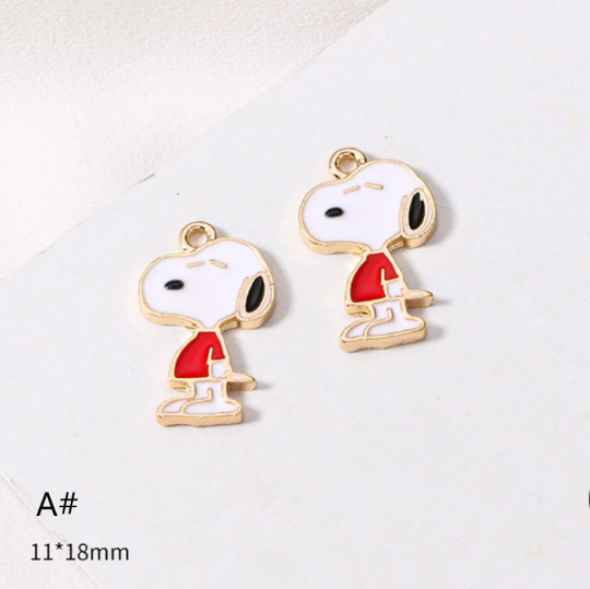10pcs Cartoon Puppy Charm,Adorable Cartoon Snoopy Dog charms ,Enamel Metal Charms/ Pendant/Earrings /Jewelry Making/DIY